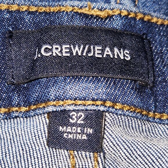J. Crew Blue Med Wash Slim Broken In Boyfriend Jeans Raw Hem Size 32/14 - Picture 9 of 12